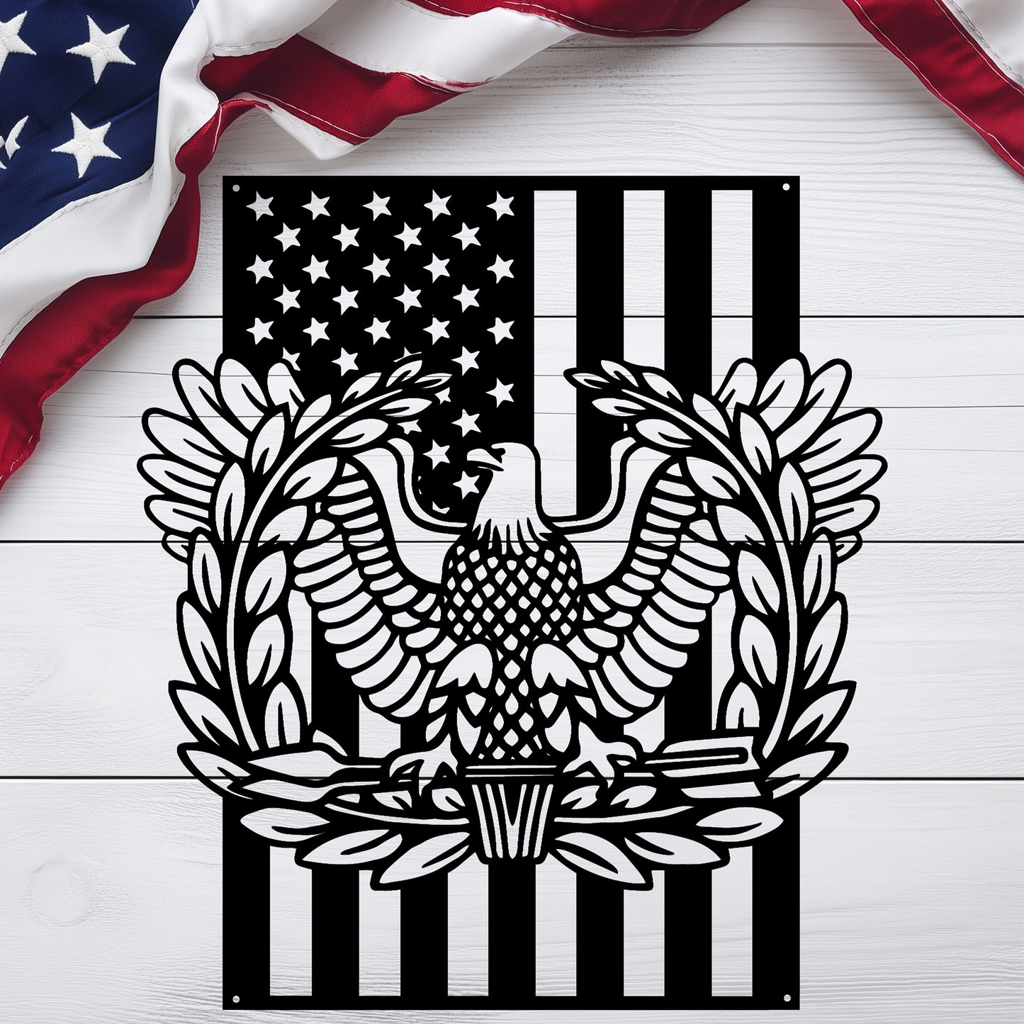 Warrant Officer Rising Eagle Tribute Metal Wall Art | American Flag - MAIKERU STUDIO