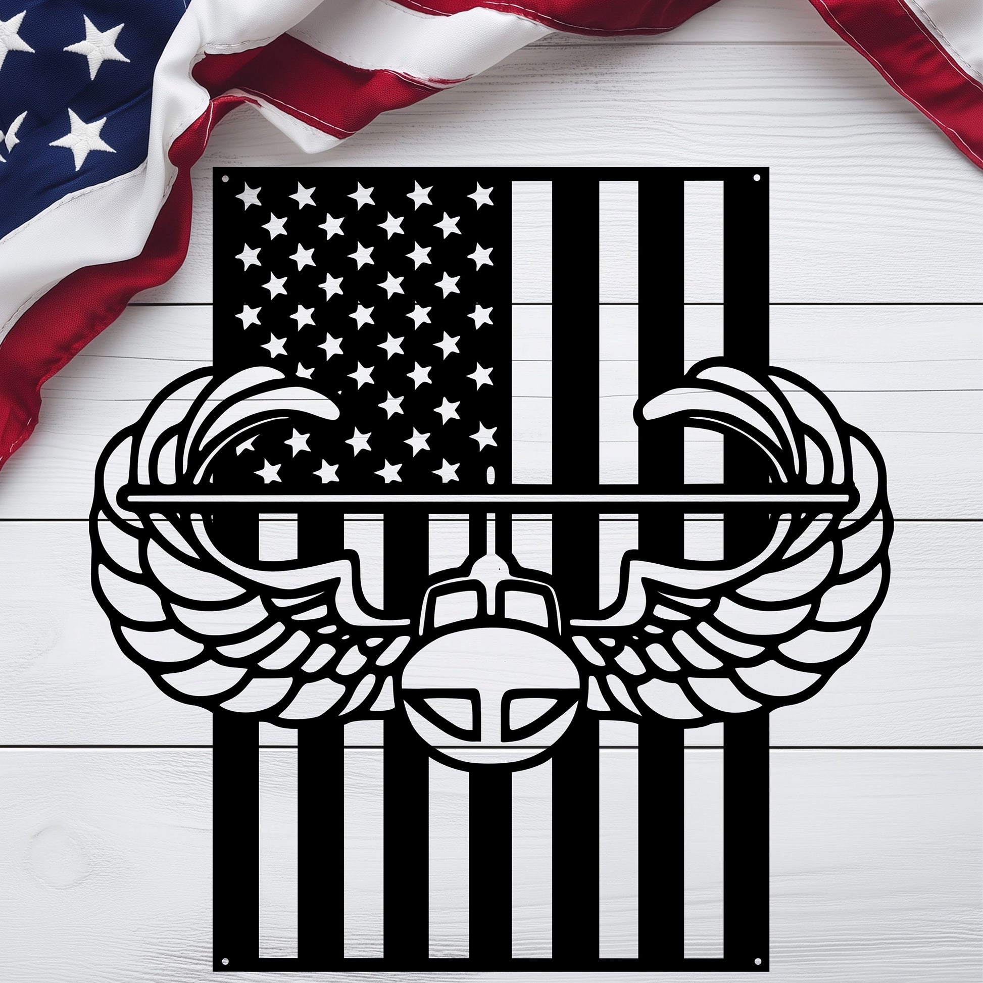 Air Assault Badge Metal Wall Art | American Flag Tribute - MAIKERU STUDIO