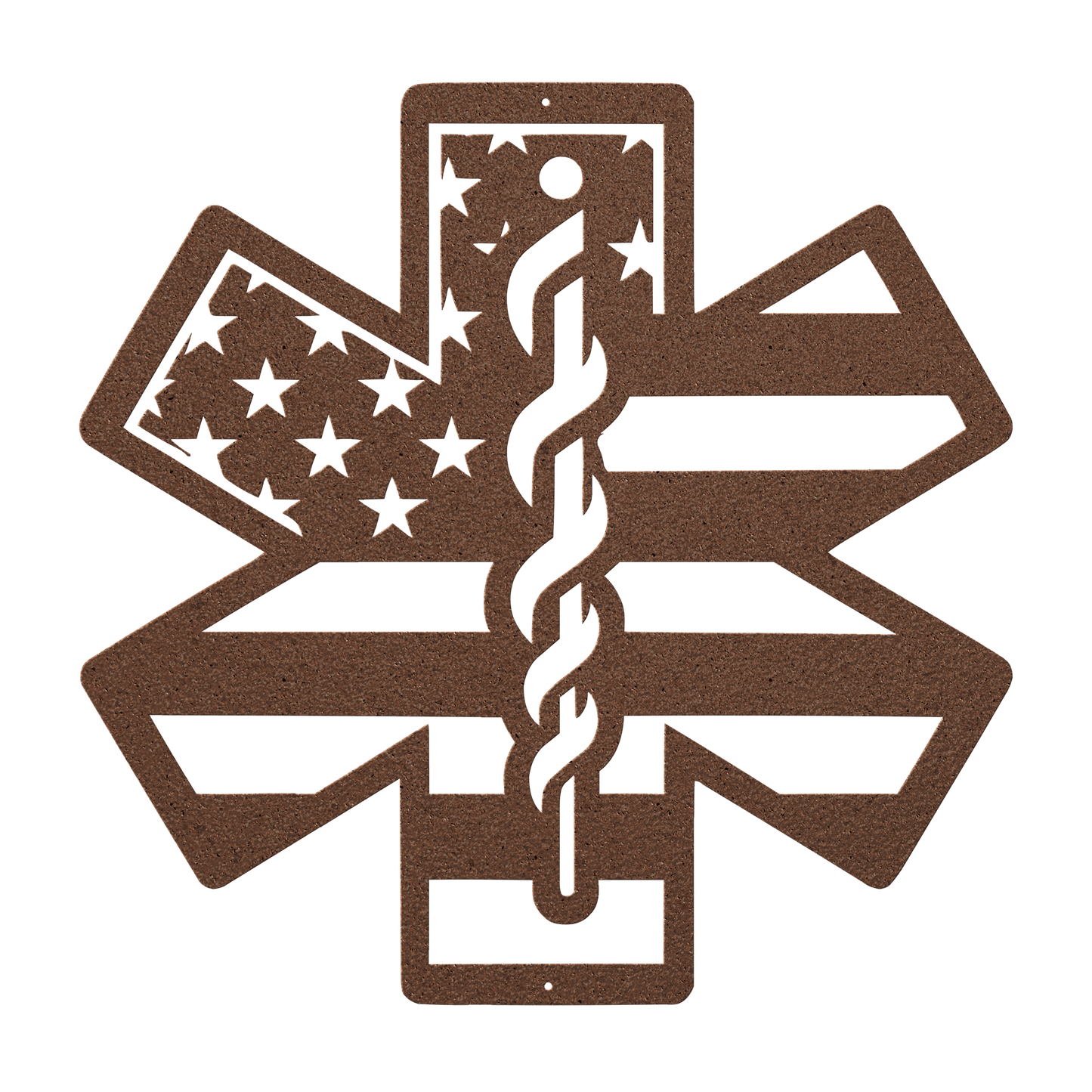 Star of Life Paramedic Metal Wall Art | EMS Tribute with American Flag - MAIKERU STUDIO