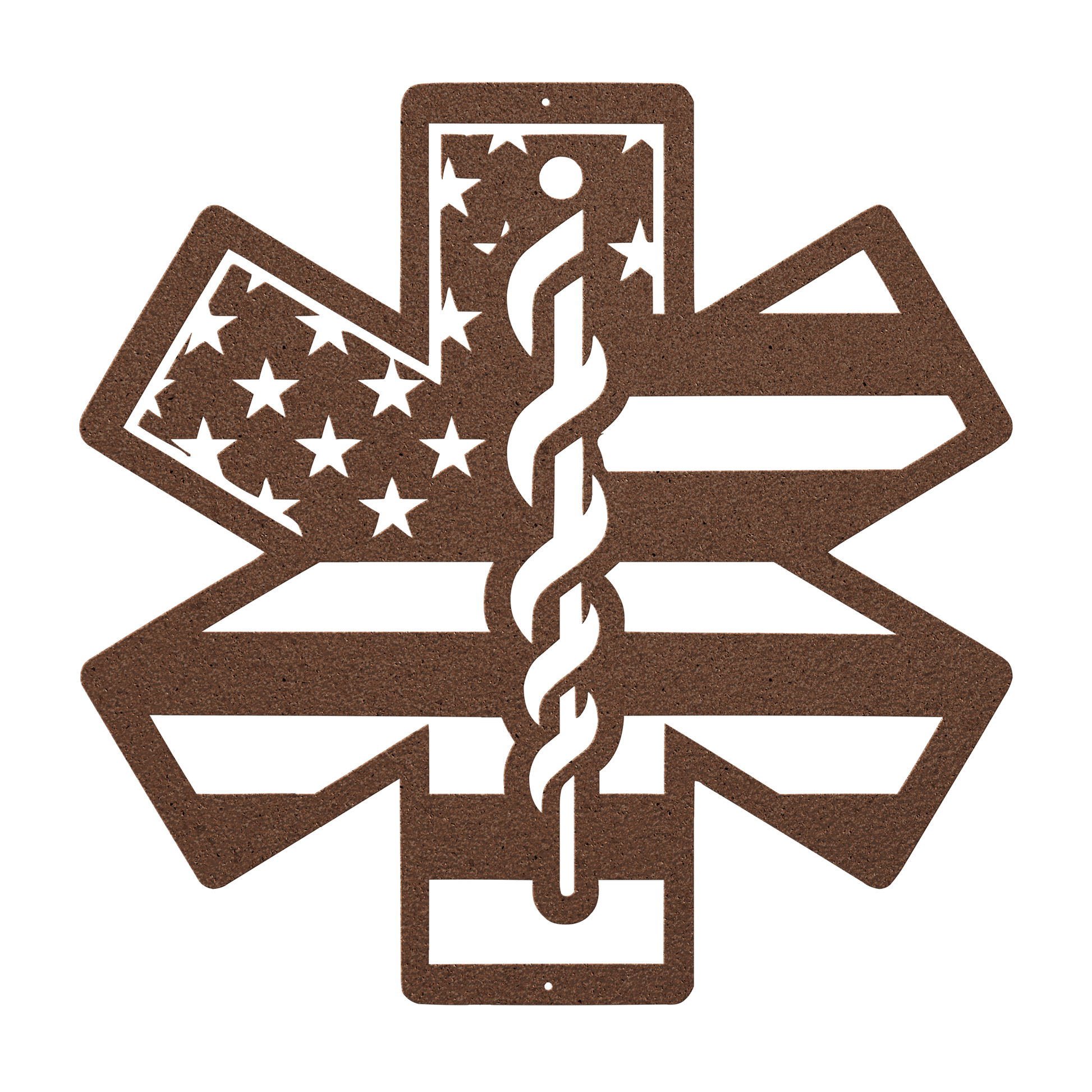 Star of Life Paramedic Metal Wall Art | EMS Tribute with American Flag - MAIKERU STUDIO