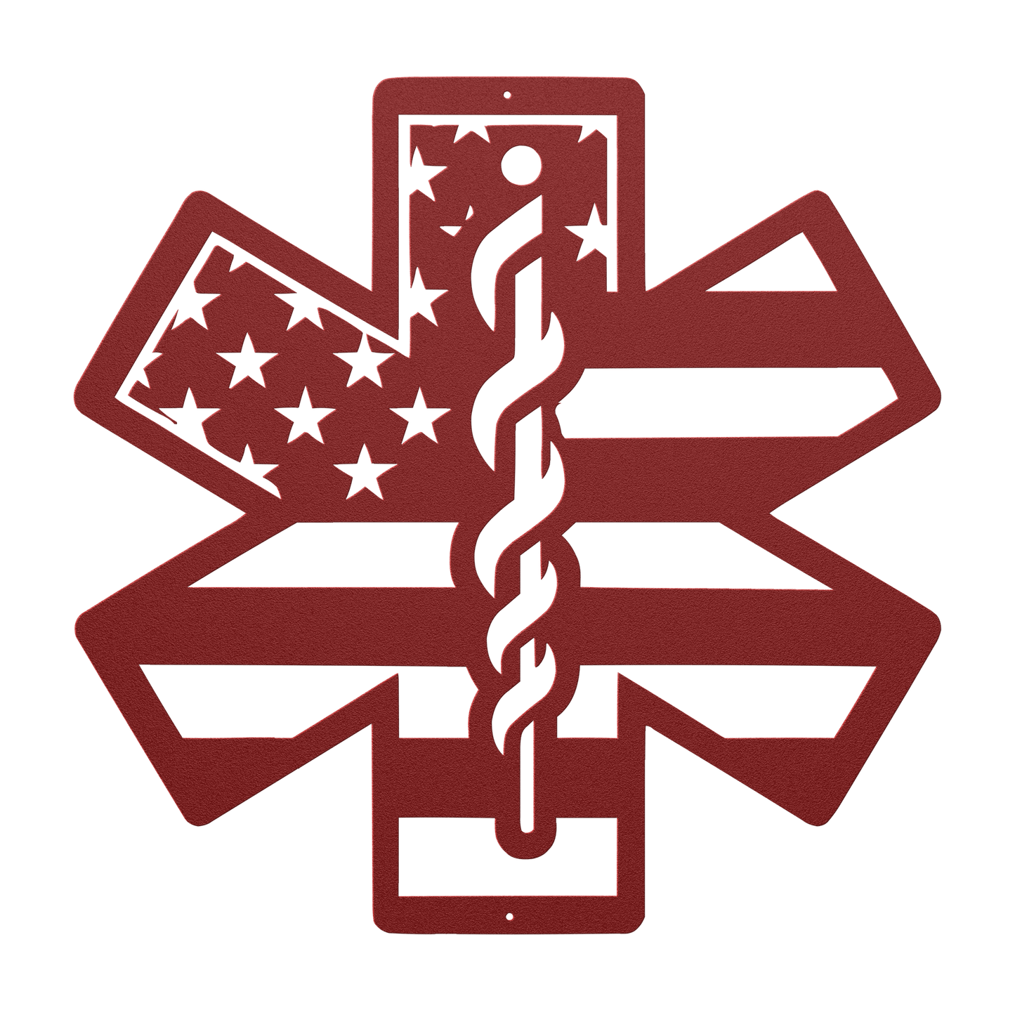 Star of Life Paramedic Metal Wall Art | EMS Tribute with American Flag - MAIKERU STUDIO