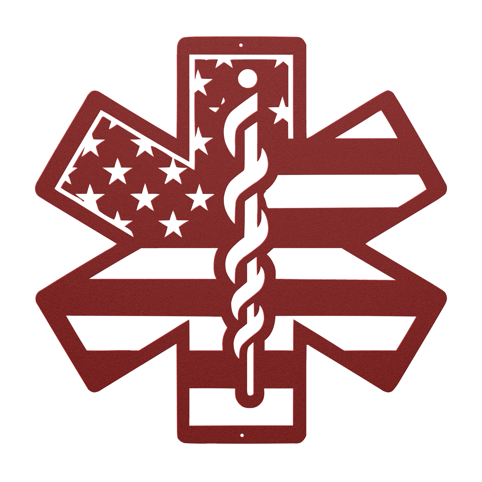 Star of Life Paramedic Metal Wall Art | EMS Tribute with American Flag - MAIKERU STUDIO
