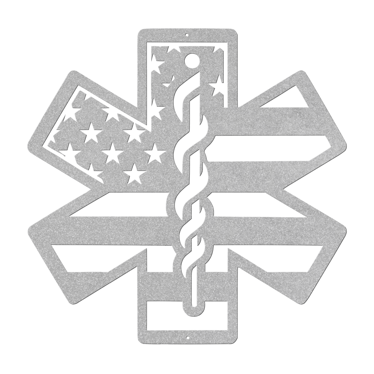 Star of Life Paramedic Metal Wall Art | EMS Tribute with American Flag - MAIKERU STUDIO