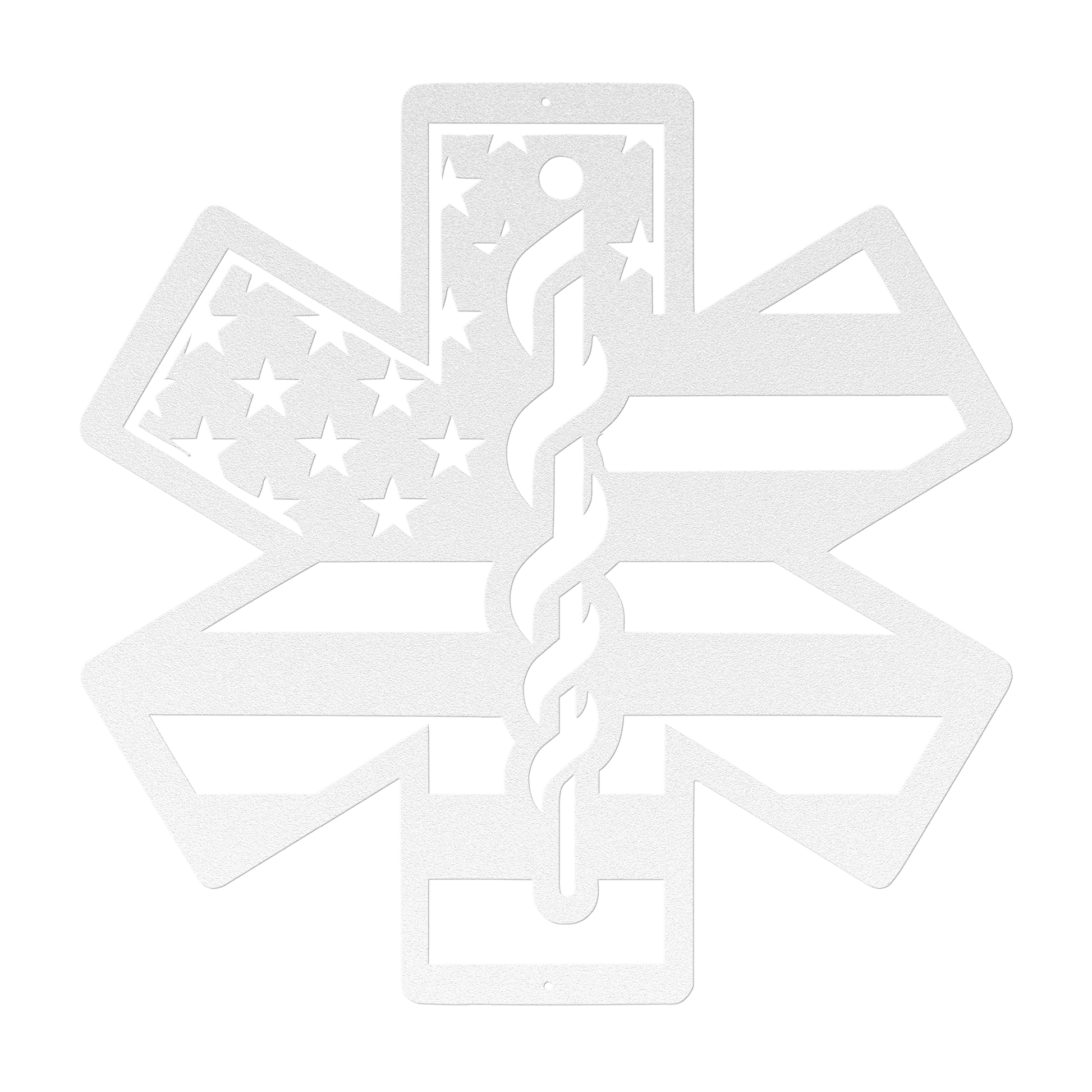 Star of Life Paramedic Metal Wall Art | EMS Tribute with American Flag - MAIKERU STUDIO