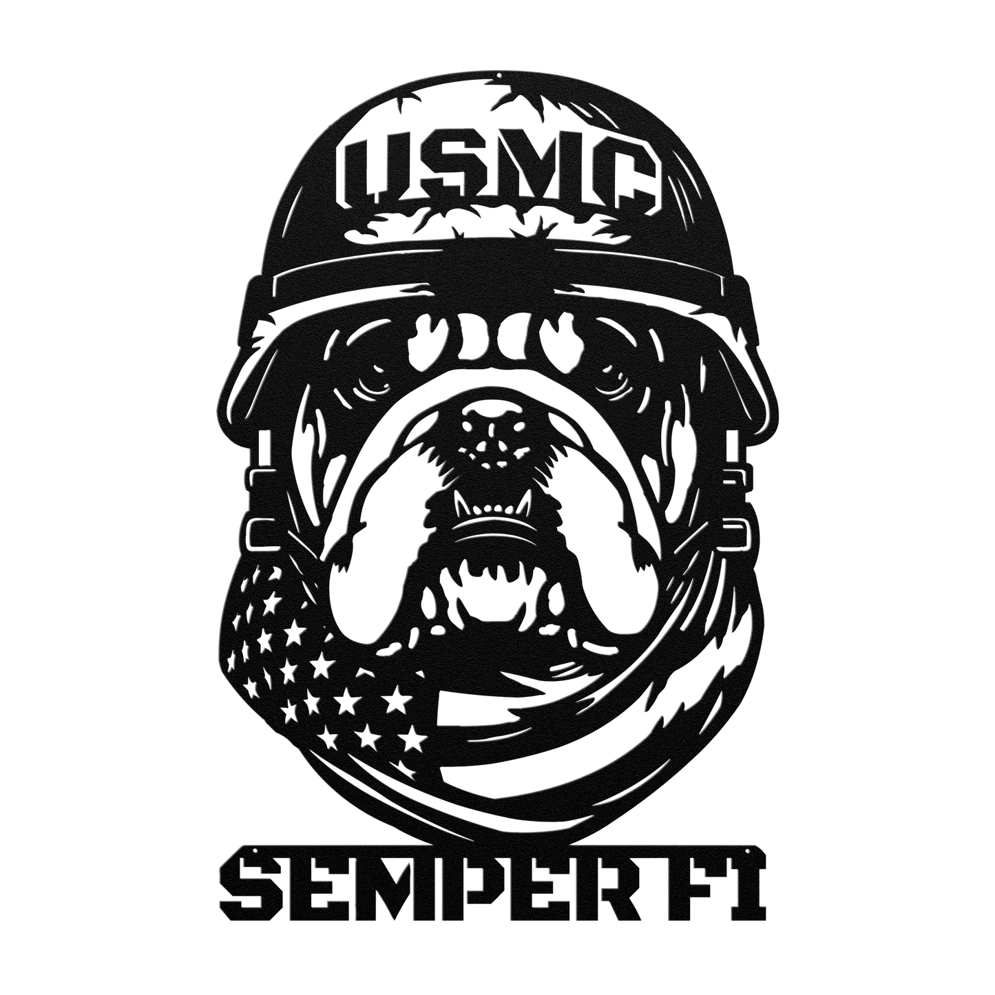 USMC Bulldog Metal Wall Art | Semper Fi Marine Corps Patriotic Decor - MAIKERU STUDIO