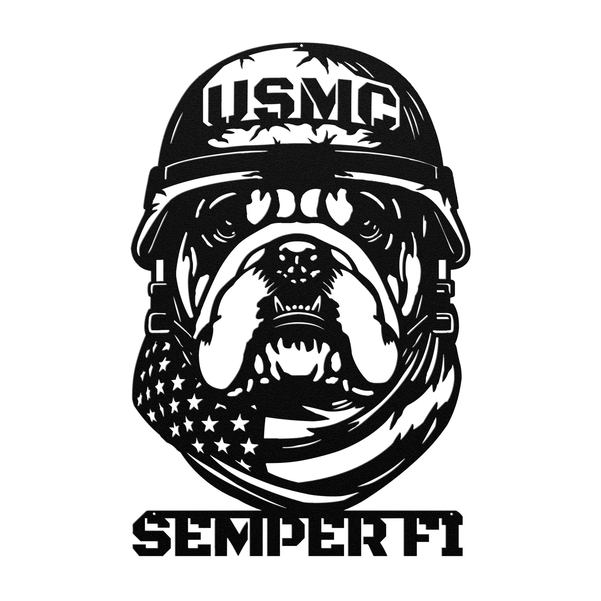 USMC Bulldog Metal Wall Art | Semper Fi Marine Corps Patriotic Decor - MAIKERU STUDIO