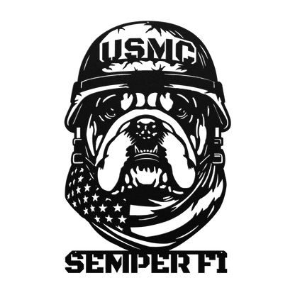 USMC Bulldog Metal Wall Art | Semper Fi Marine Corps Patriotic Decor - MAIKERU STUDIO