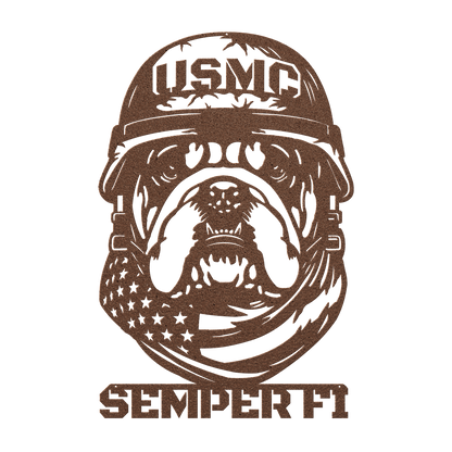 USMC Bulldog Metal Wall Art | Semper Fi Marine Corps Patriotic Decor - MAIKERU STUDIO