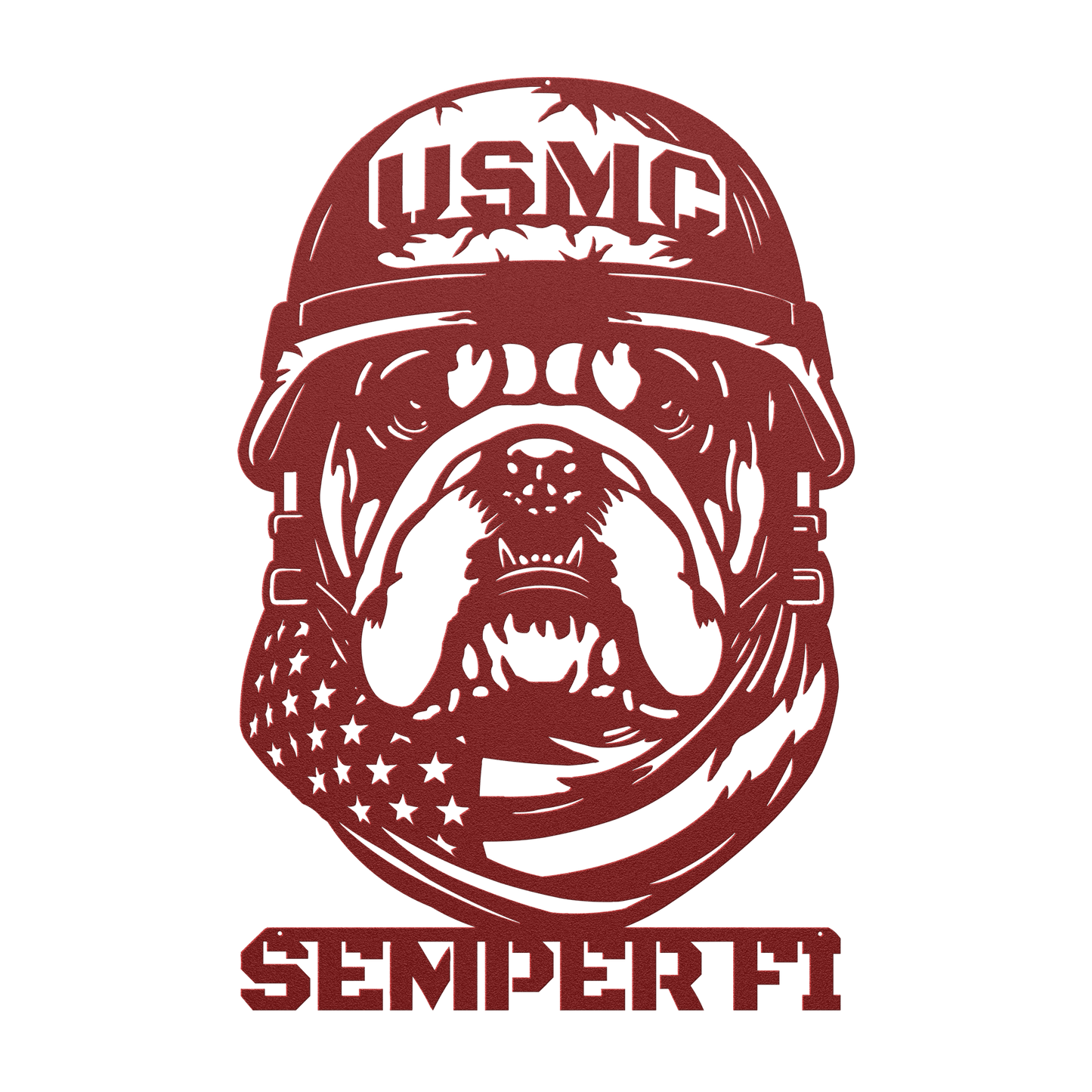 USMC Bulldog Metal Wall Art | Semper Fi Marine Corps Patriotic Decor - MAIKERU STUDIO