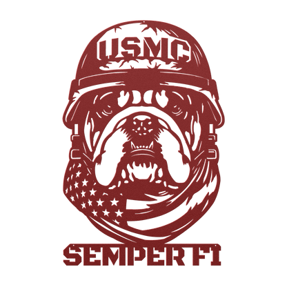 USMC Bulldog Metal Wall Art | Semper Fi Marine Corps Patriotic Decor - MAIKERU STUDIO