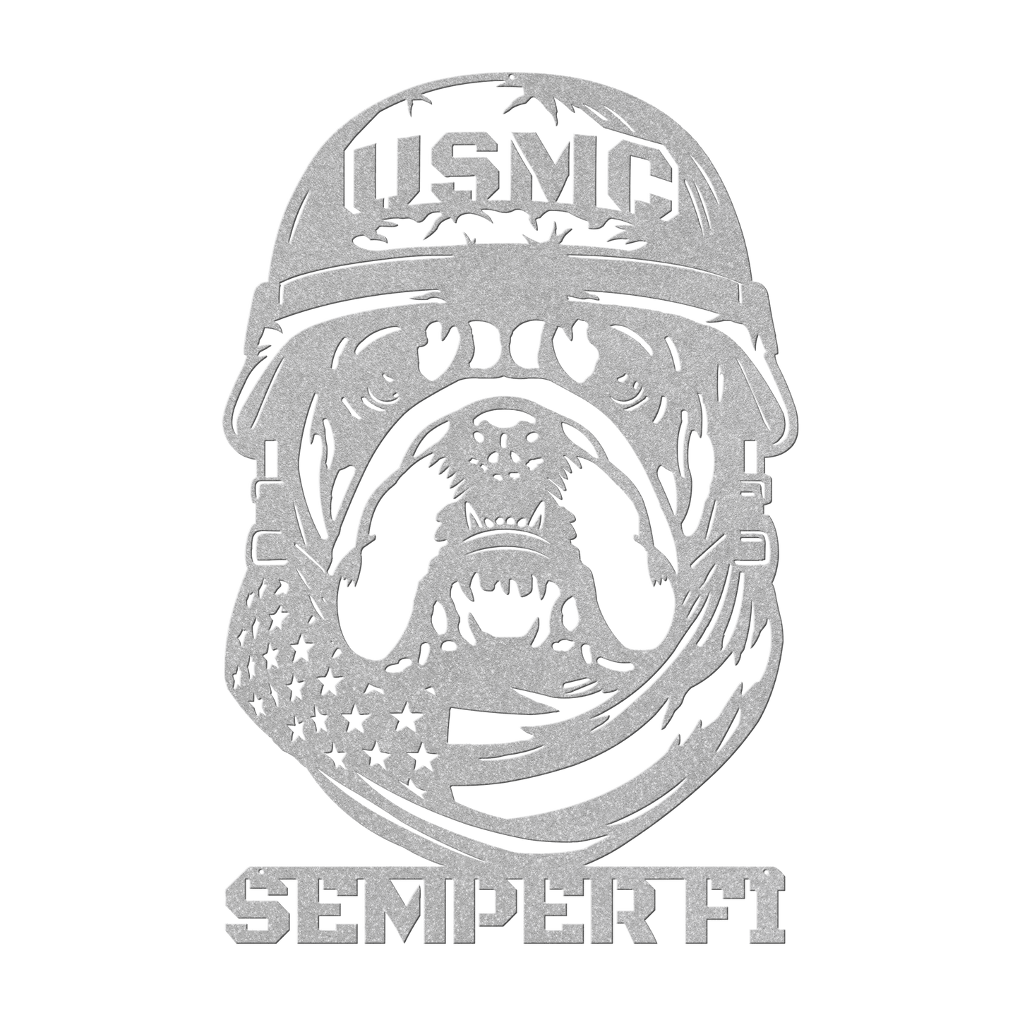 USMC Bulldog Metal Wall Art | Semper Fi Marine Corps Patriotic Decor - MAIKERU STUDIO