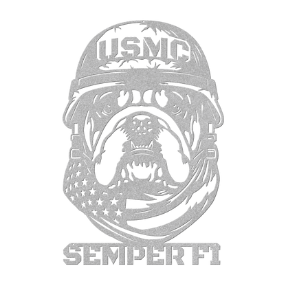 USMC Bulldog Metal Wall Art | Semper Fi Marine Corps Patriotic Decor - MAIKERU STUDIO