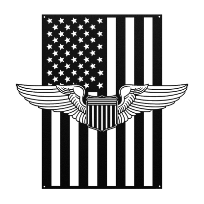 U.S. Air Force Pilot Wings | American Flag Tribute - MAIKERU STUDIO