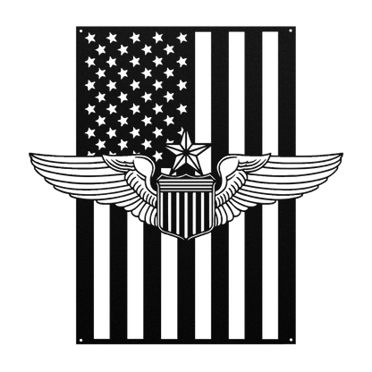U.S. Air Force Senior Pilot Wings | American Flag Tribute - MAIKERU STUDIO