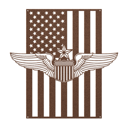 U.S. Air Force Senior Pilot Wings | American Flag Tribute - MAIKERU STUDIO