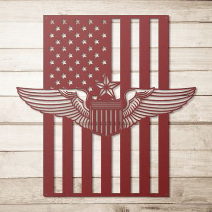 U.S. Air Force Senior Pilot Wings | American Flag Tribute - MAIKERU STUDIO