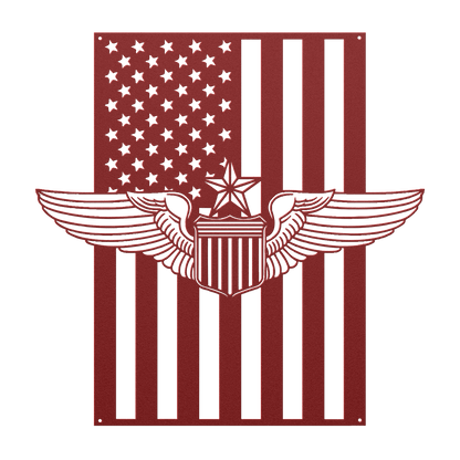 U.S. Air Force Senior Pilot Wings | American Flag Tribute - MAIKERU STUDIO