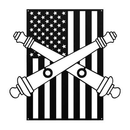 U.S. Army Artillery Crossed Cannons | American Flag Tribute - MAIKERU STUDIO