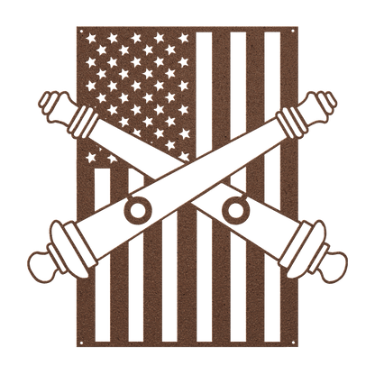 U.S. Army Artillery Crossed Cannons | American Flag Tribute - MAIKERU STUDIO