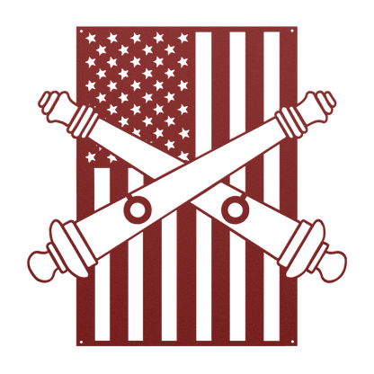 U.S. Army Artillery Crossed Cannons | American Flag Tribute - MAIKERU STUDIO