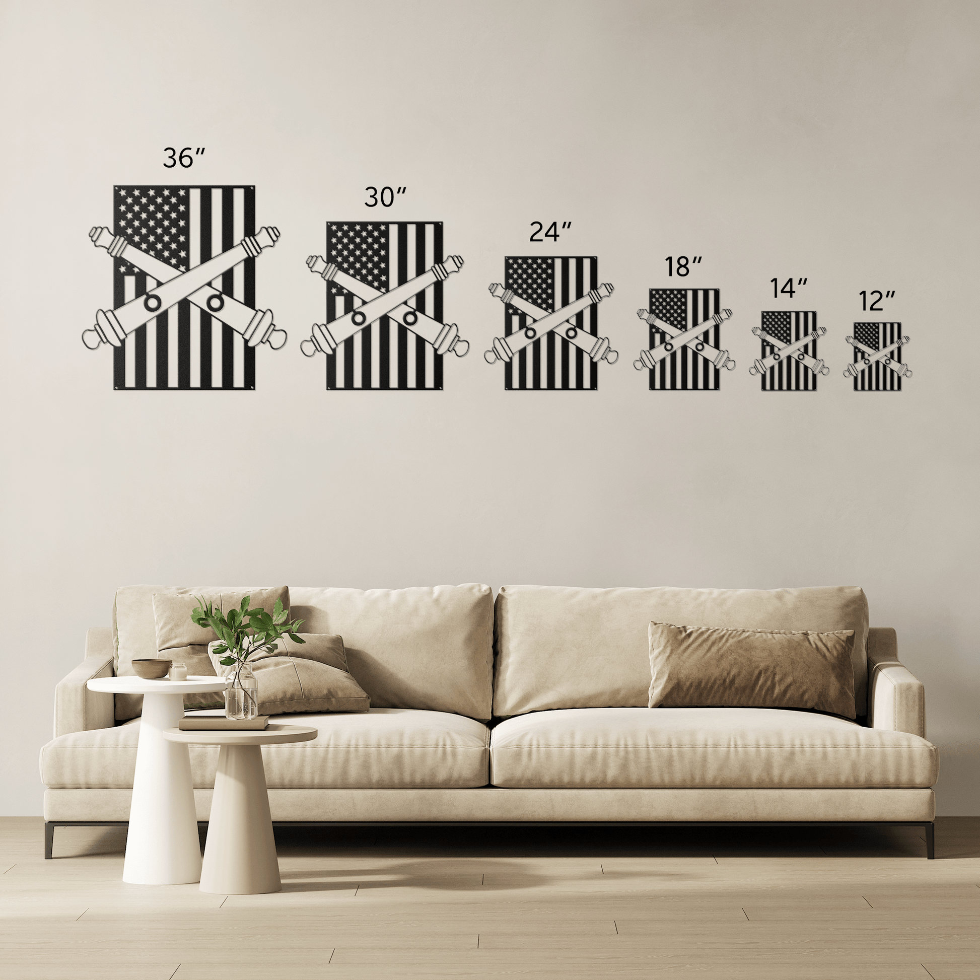 U.S. Army Artillery Crossed Cannons | American Flag Tribute - MAIKERU STUDIO