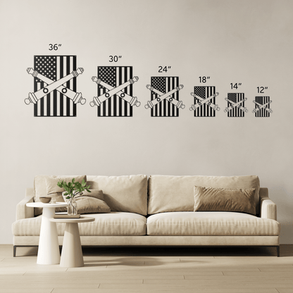 U.S. Army Artillery Crossed Cannons | American Flag Tribute - MAIKERU STUDIO