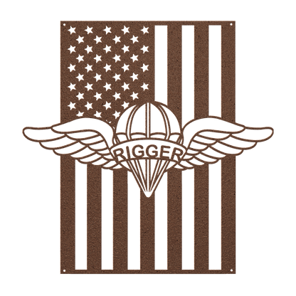 U.S. Army Parachute Rigger Wings | American Flag Tribute - MAIKERU STUDIO