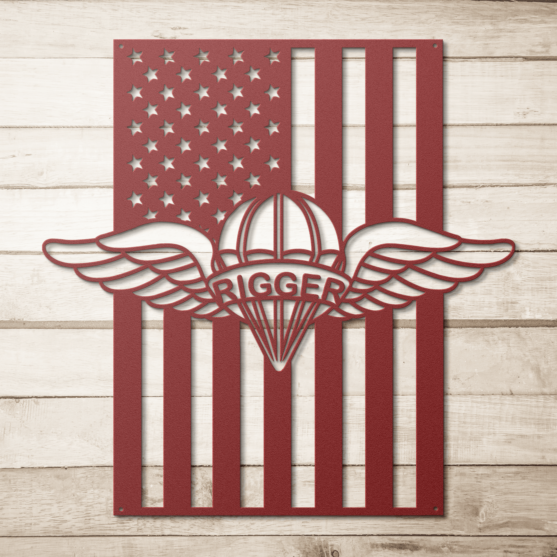 U.S. Army Parachute Rigger Wings | American Flag Tribute - MAIKERU STUDIO