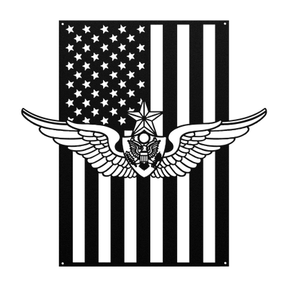 U.S. Army Senior Aircrew Wings | American Flag Tribute - MAIKERU STUDIO