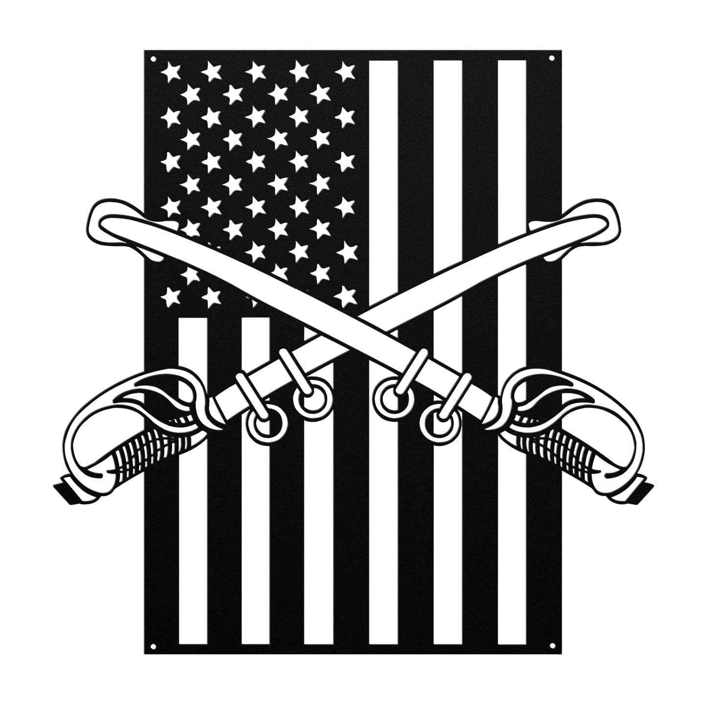 U.S. Cavalry Crossed Sabres | American Flag Tribute - MAIKERU STUDIO