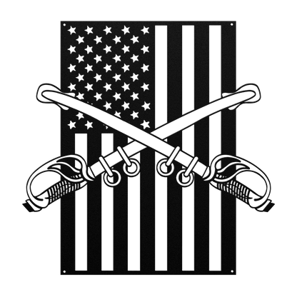 U.S. Cavalry Crossed Sabres | American Flag Tribute - MAIKERU STUDIO
