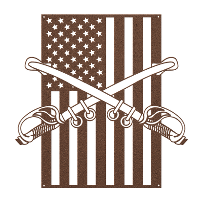 U.S. Cavalry Crossed Sabres | American Flag Tribute - MAIKERU STUDIO