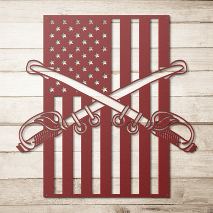 U.S. Cavalry Crossed Sabres | American Flag Tribute - MAIKERU STUDIO