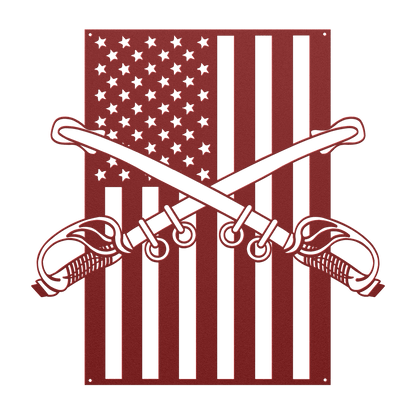 U.S. Cavalry Crossed Sabres | American Flag Tribute - MAIKERU STUDIO
