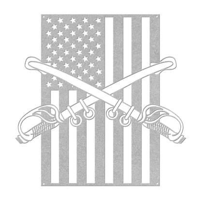 U.S. Cavalry Crossed Sabres | American Flag Tribute - MAIKERU STUDIO