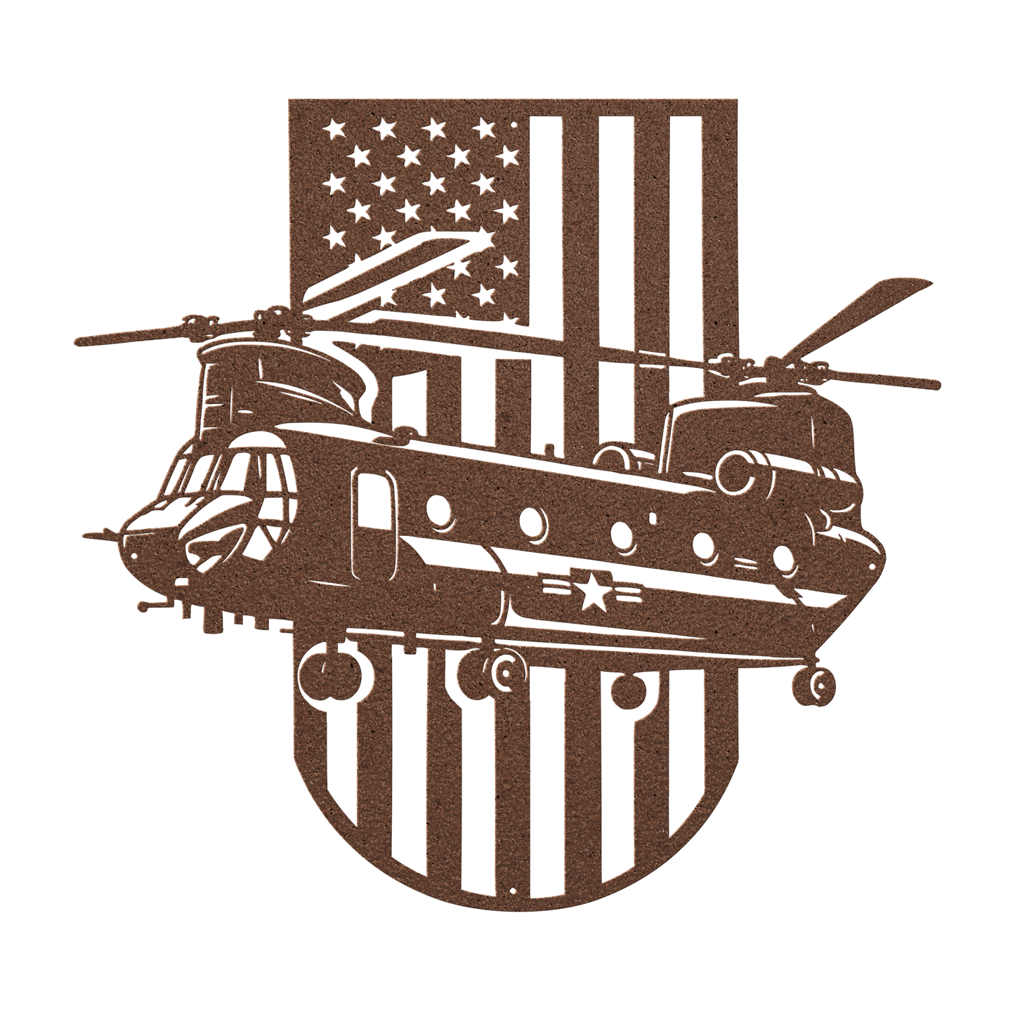 US Chinook Helicopter With American Flag Metal Wall Art - MAIKERU STUDIO