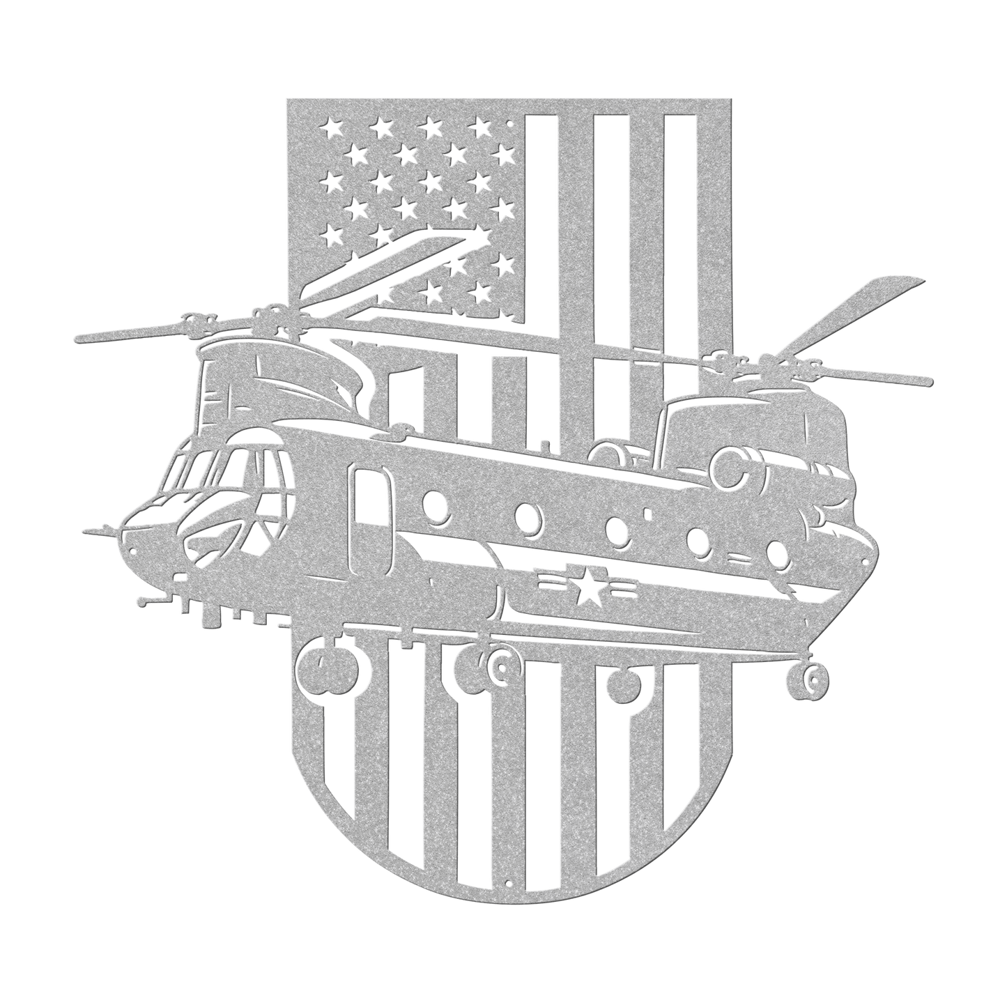 US Chinook Helicopter With American Flag Metal Wall Art - MAIKERU STUDIO