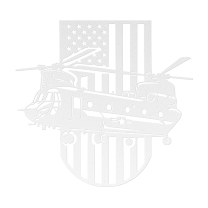 US Chinook Helicopter With American Flag Metal Wall Art - MAIKERU STUDIO