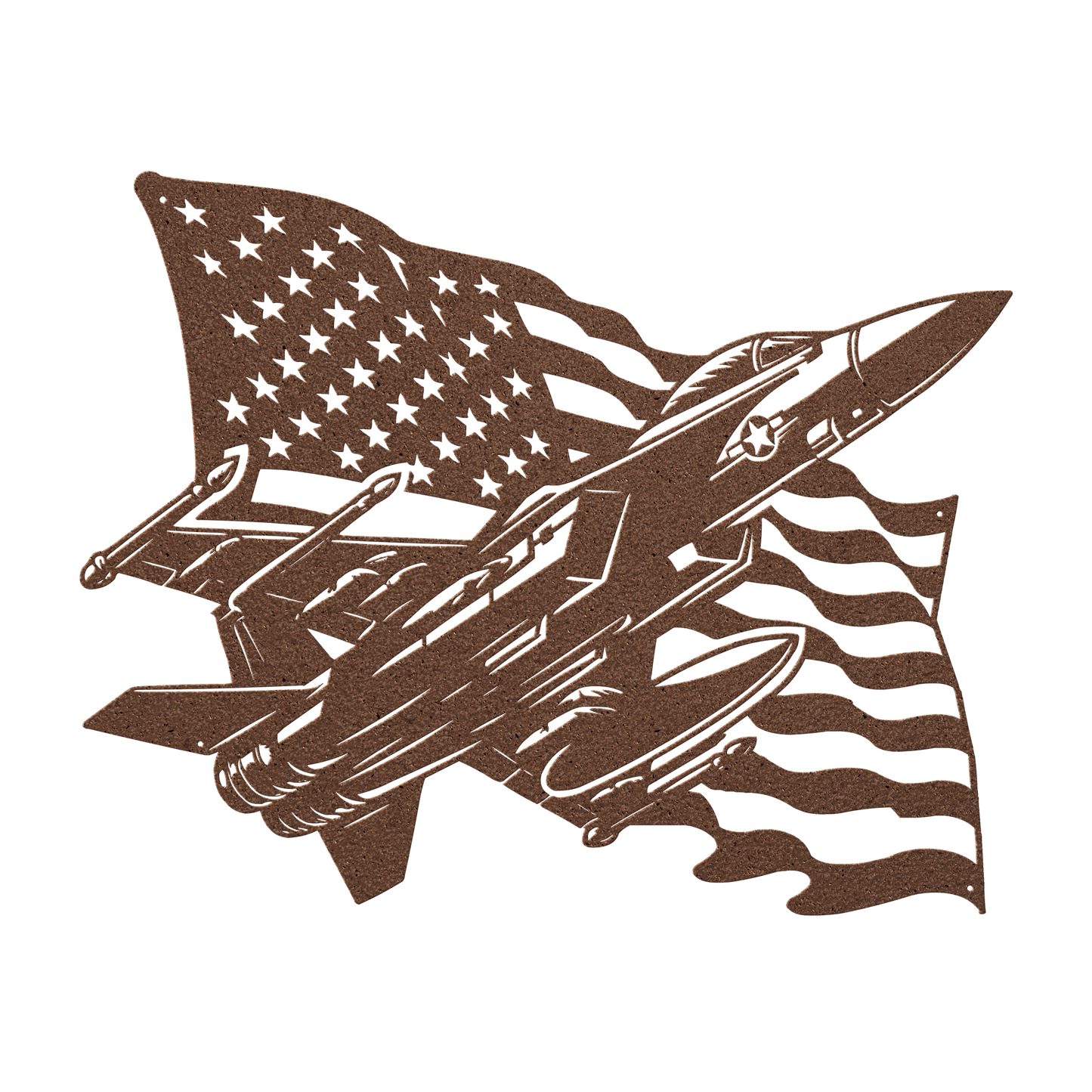 US Fighter Jet With American Flag Metal Wall Art - MAIKERU STUDIO