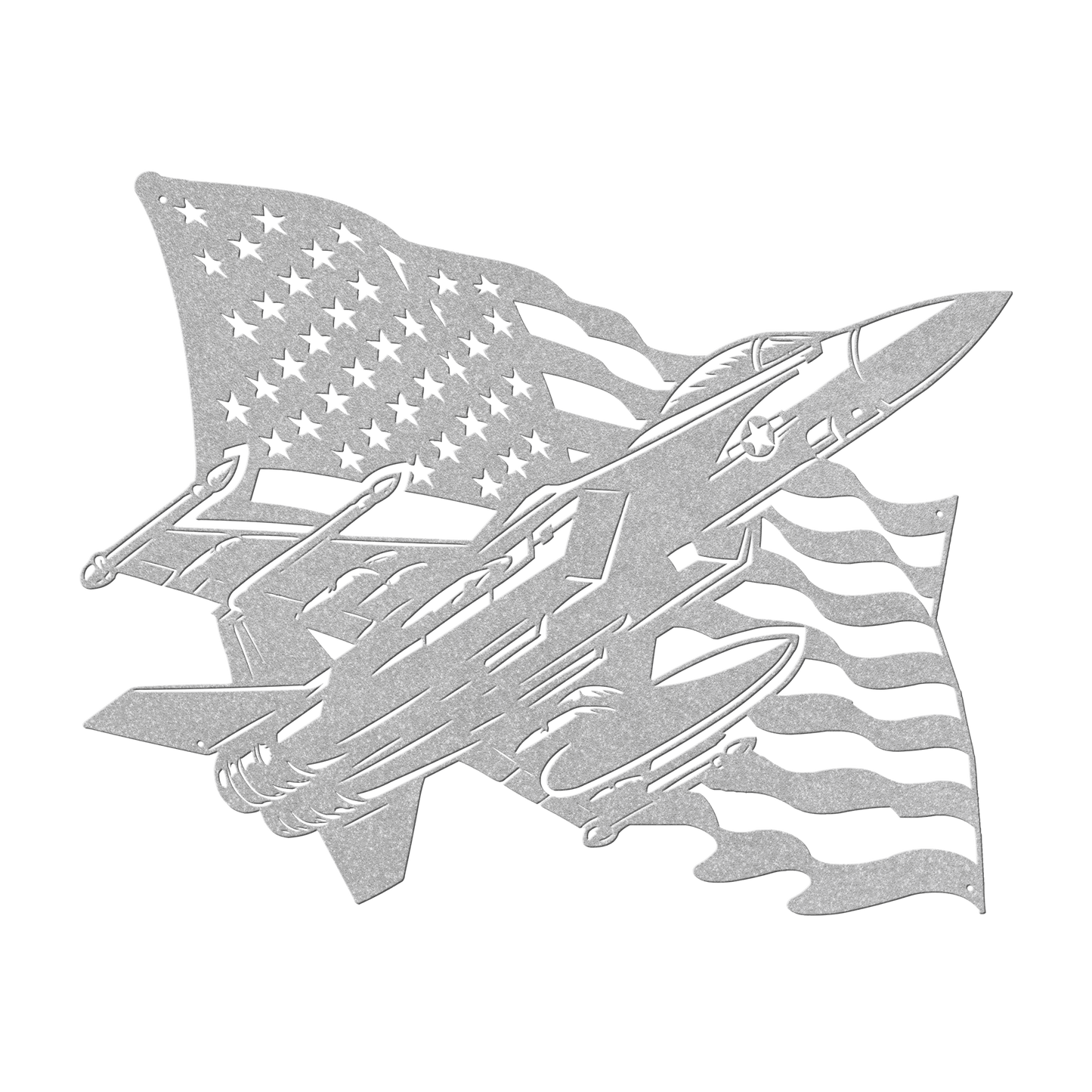 US Fighter Jet With American Flag Metal Wall Art - MAIKERU STUDIO
