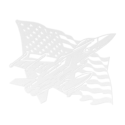 US Fighter Jet With American Flag Metal Wall Art - MAIKERU STUDIO