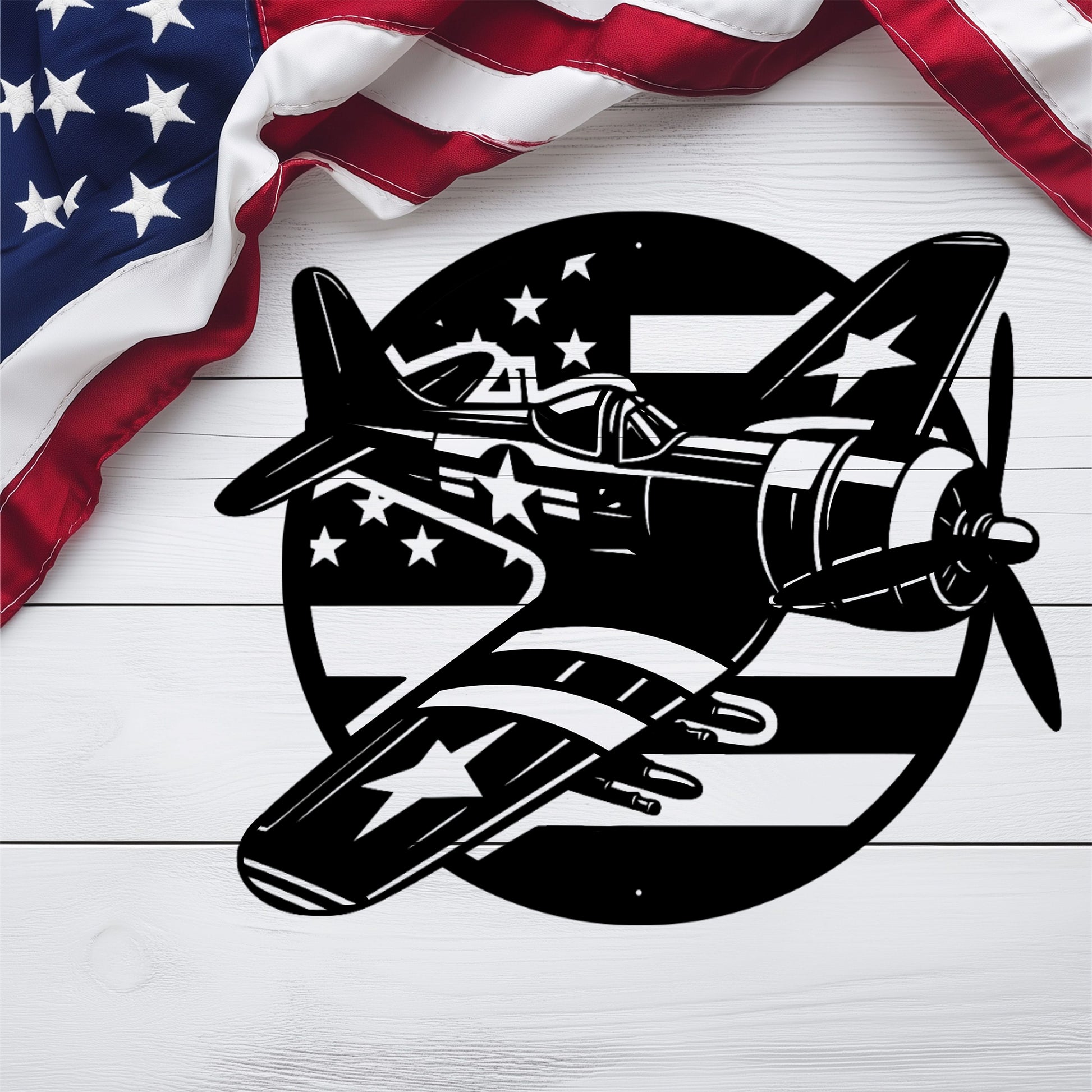 Whistling Death Corsair Metal Wall Art | WWll American Fighter Plane Patriotic Tribute - MAIKERU STUDIO