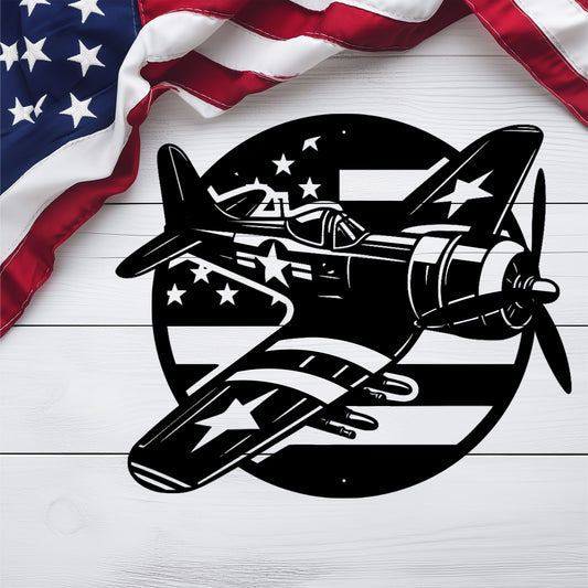 Whistling Death Corsair Metal Wall Art | WWll American Fighter Plane Patriotic Tribute - MAIKERU STUDIO