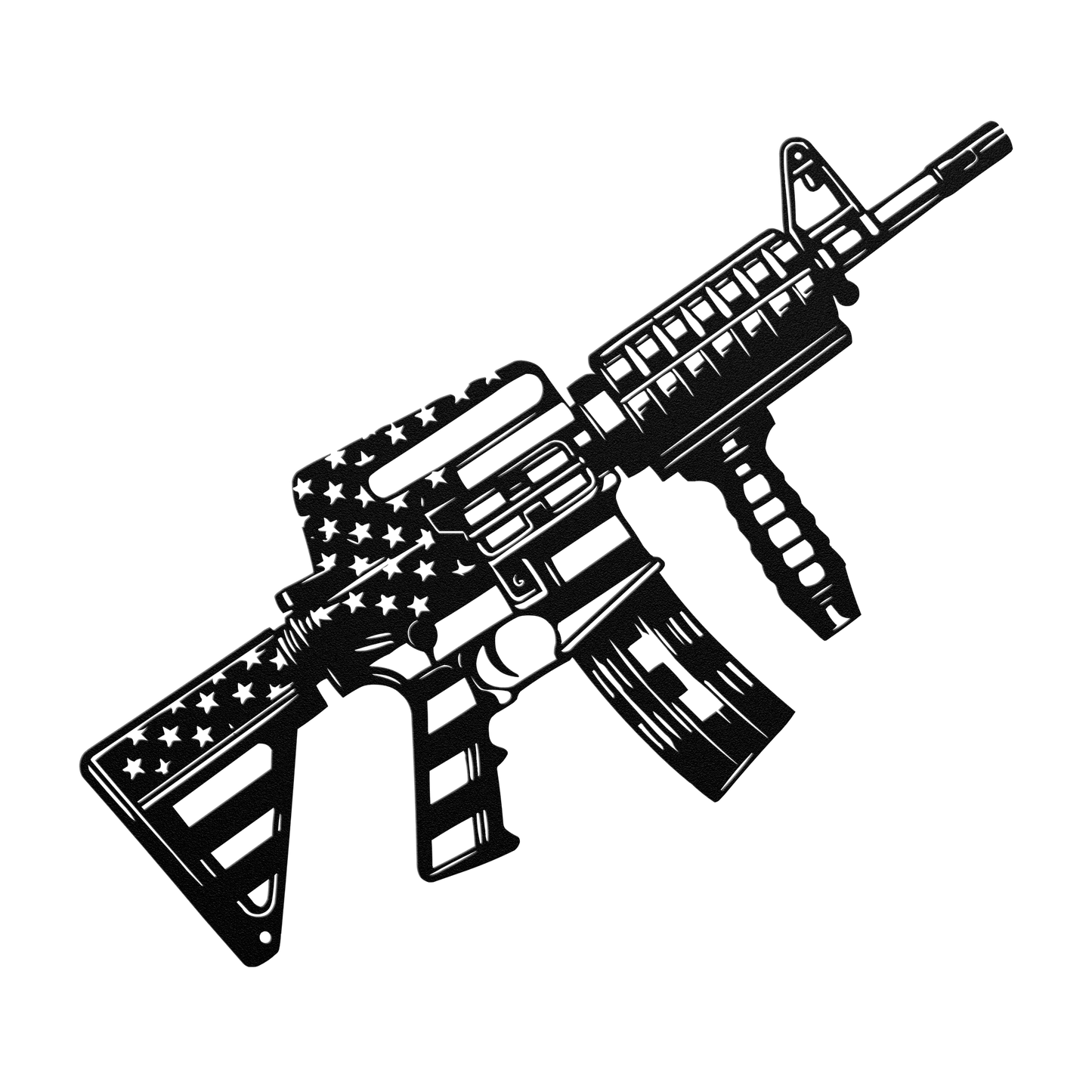 US M4 Assault Rifle Covered in American Flag Metal Wall Art - MAIKERU STUDIO