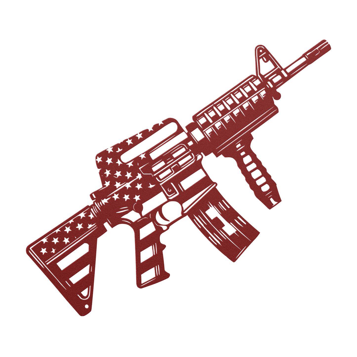 US M4 Assault Rifle Covered in American Flag Metal Wall Art - MAIKERU STUDIO