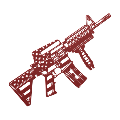 US M4 Assault Rifle Covered in American Flag Metal Wall Art - MAIKERU STUDIO