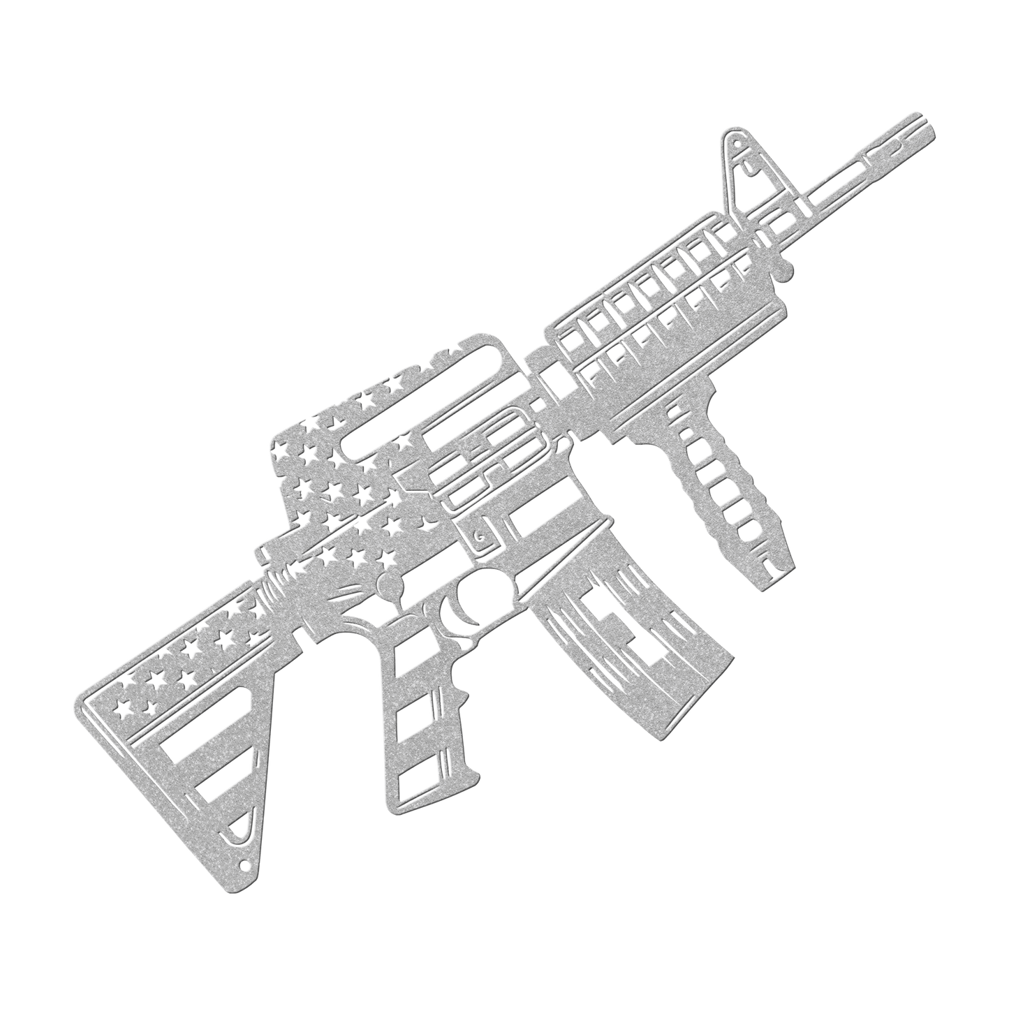 US M4 Assault Rifle Covered in American Flag Metal Wall Art - MAIKERU STUDIO
