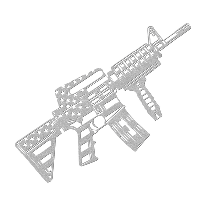 US M4 Assault Rifle Covered in American Flag Metal Wall Art - MAIKERU STUDIO