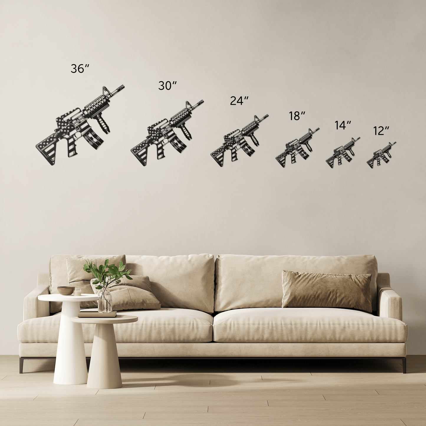 US M4 Assault Rifle Covered in American Flag Metal Wall Art - MAIKERU STUDIO
