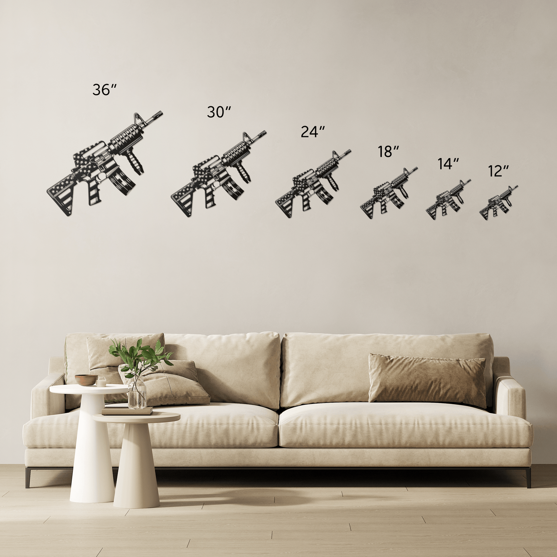 US M4 Assault Rifle Covered in American Flag Metal Wall Art - MAIKERU STUDIO